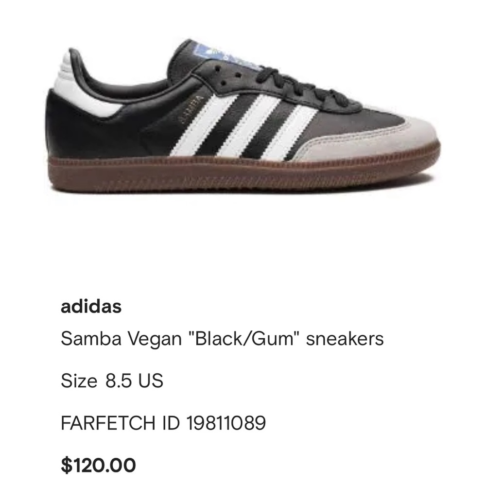 NWT Adidas Vegan Samba “Black/Gum”